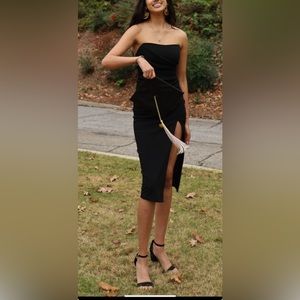 Windsor black tube midi dress with slit